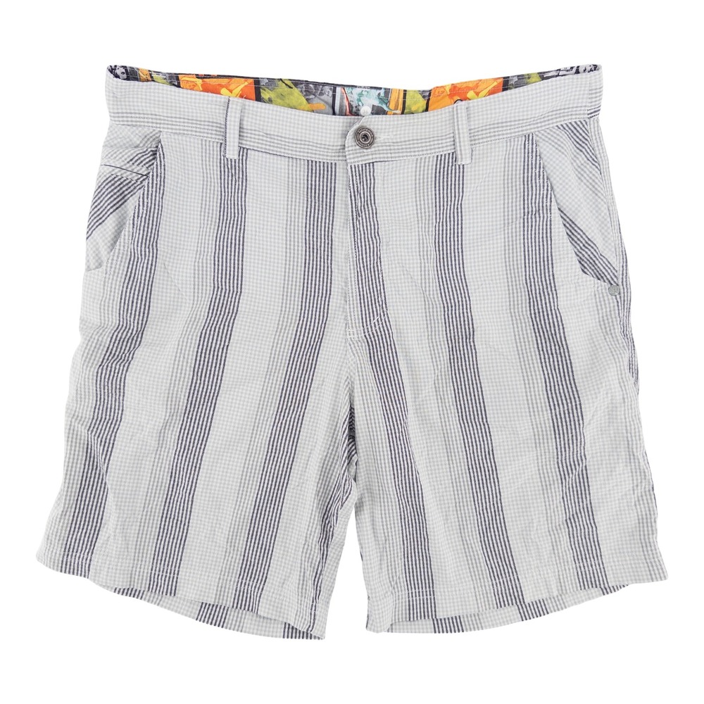 Lululemon Mens 36 Kahuna Shorts‎ Gray Striped Seersucker Graphic Lining Golf
